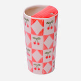 Cherry Ceramic Travel Coffee Tumbler-Portable Coffee Mug-Cup