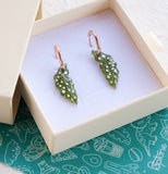 Spotted Begonia Leaf Houseplant Earrings on Rose Gold Hoops