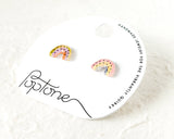Mini Muted Rainbow Stud Earrings, mismatched with dots