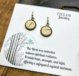 Mossy Birch Bark Circle Bronze Necklace Earrings Set Nature