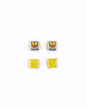 Beaded Handwoven Tulip Stud Pack (Teal/Rust)