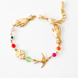 Adjustable Evil Eye Charm Bracelet With Pearl And Beads