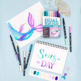 Dual Brush Pen Art Markers, Mermaids, 10-Pack