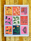 Vintage Stamp Wildflowers Print