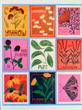 Vintage Stamp Wildflowers Print
