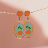 Oval Orange Post Earrings
