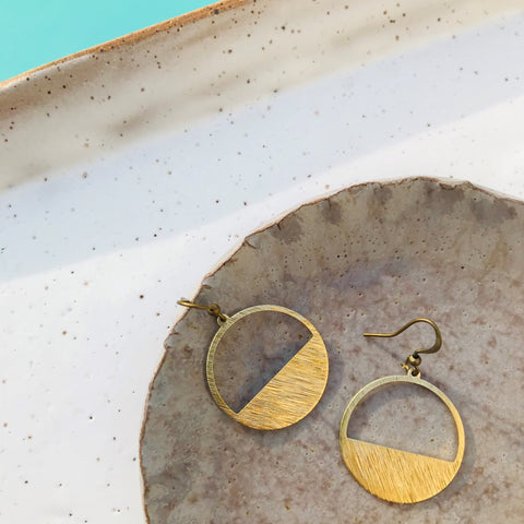 Dear Darlington Crescent Hoop Earrings-Textured Brass