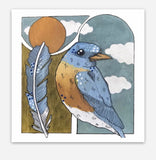 Dear Darlington Bluebird & Feather Sticker
