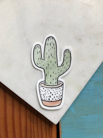 Watercolor Potted Cactus Sticker