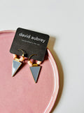 David Aubrey Grey Enamel Triangle Earrings