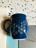 Indigo Honeycomb Stamped Mug