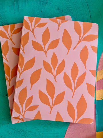 Tangerine Leaves Layflat Lined Notebook