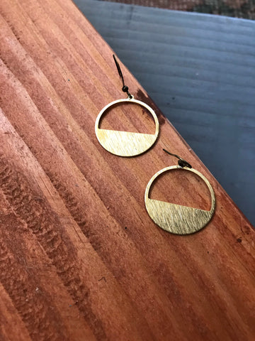 Dear Darlington Crescent Hoop Earrings-Textured Brass
