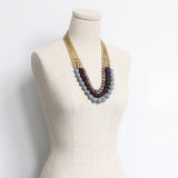 David Aubrey Stone & African Glass Triple Strand Necklace
