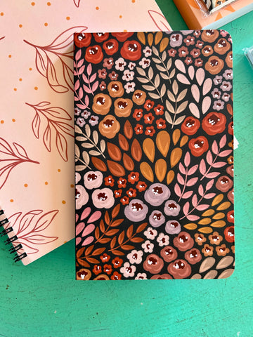 Earth Tone Floral Dot Grid Notebook